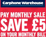 Carphone Warehouse Pay Monthly Sale Banner logo