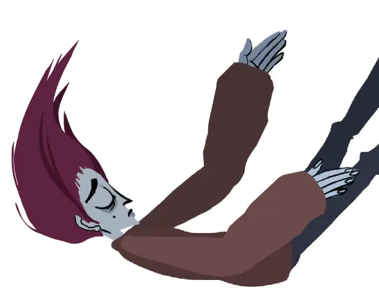 Falling with hair in wind logo