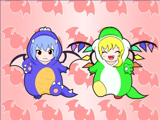 Flandre and Remilia Scarlet Hamster dance logo