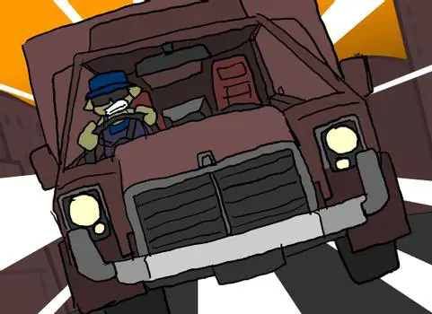 its like a chase scene logo