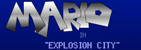 Mario in explosion city logo