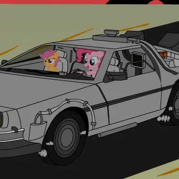 Then Pinkie Found a DeLorean logo