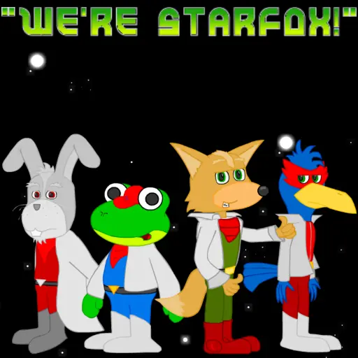"We're Starfox!" logo