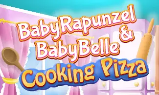 Baby Rapunzel & Baby Belle Cooking Pizza logo