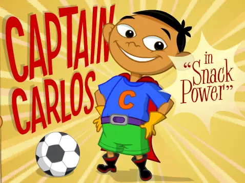 Captain Carlos in "Snack Power" logo