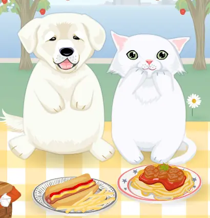 Cat and Dog Cute Picnic Decoration logo