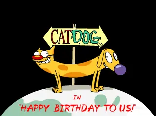 CatDog in "Happy Birthday to Us!" logo