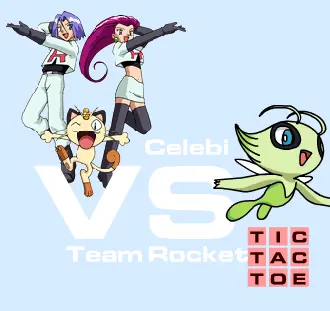 Celebi vs Team Rocket Tic Tac Toe logo