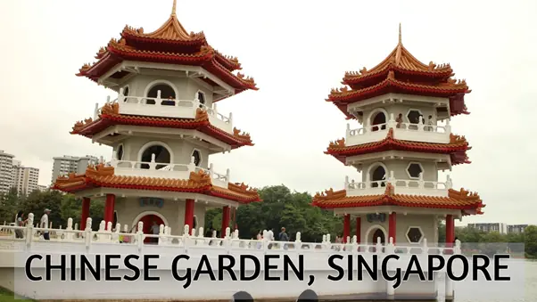 Chinese Gardens pagoda over the lake (360 Pano) logo