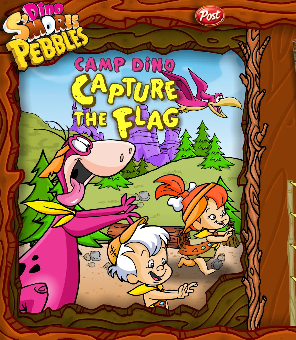Flintstones Dino Smores Pebbles Camp Dino Capture the Flag logo