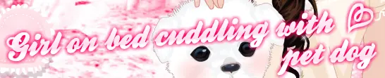 Girl On Bed Cuddling With Pet Dog logo