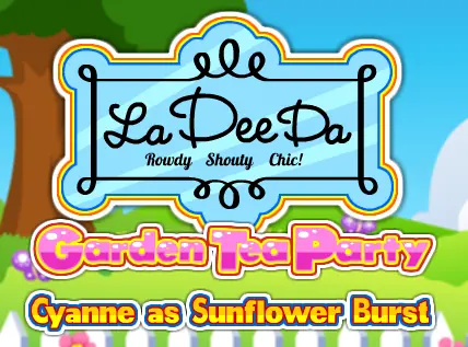 La Dee Da Garden Tea Party: Cyanne as Sunflower Burst logo