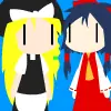 Lineless Reimu and Marisa art experiment. logo