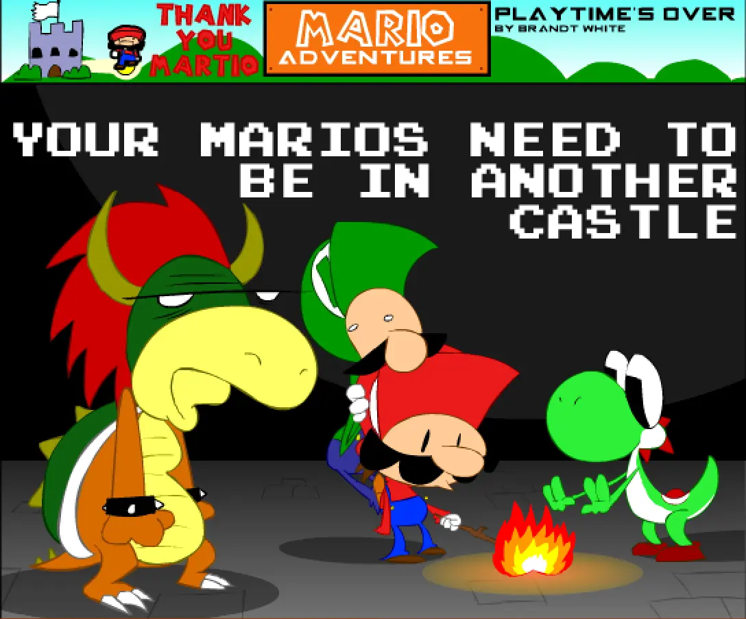 Mario Adventures #35 'Your Marios Need to be in Another Castle' logo