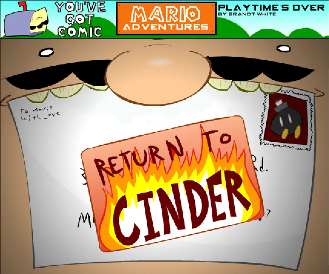 Mario Adventures #37 'Return to Cinder' logo