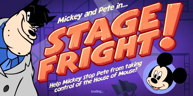 Mickey and Pete in Stage Fright! logo