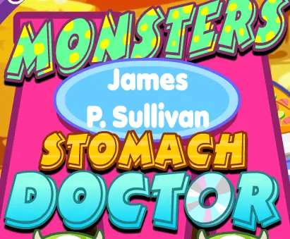 Monsters James P. Sullivan Stomach Doctor logo
