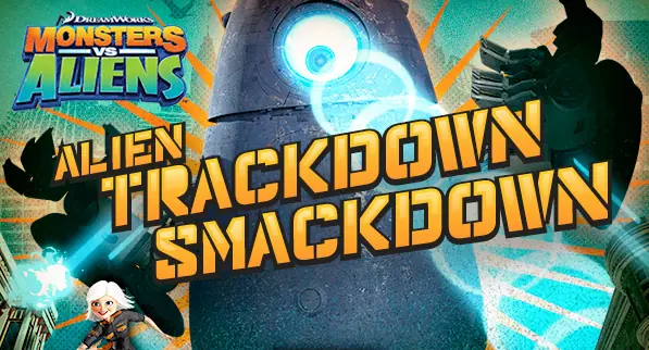 Monsters vs. Aliens: Alien Trackdown Smackdown logo