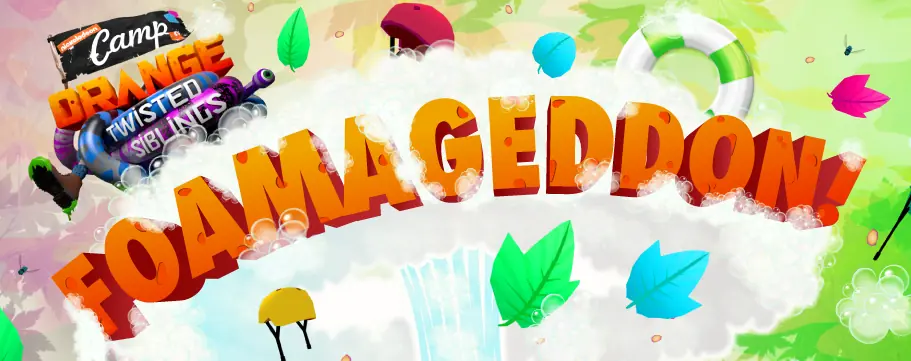 Nickelodeon Camp Orange 2015 Twisted Siblings: Foamageddon! logo