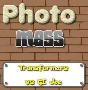 Photo Mess Transformers vs GI Joe logo