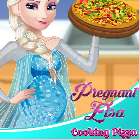 Pregnant Elsa Cooking Pizza logo