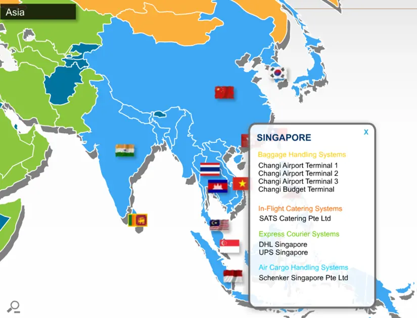 Pteris Global Limited Singapore: Global Presence Map logo
