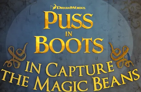 Puss in Boots in Capture the Magic Beans logo