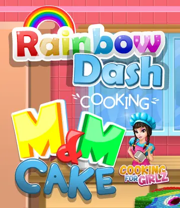 Rainbow Dash Cooking M&M Cake logo
