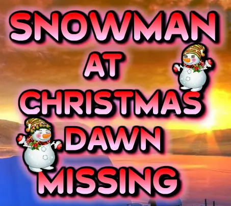 Snowman at Christmas Dawn Missing logo