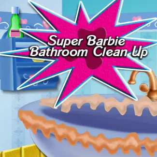 Super Barbie Bathroom Clean Up logo