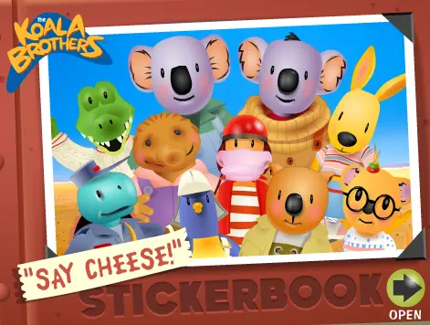The Koala Brothers: "Say Cheese!" Stickerbook logo
