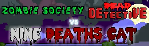 Zombie Society Dead Detective vs Nine Deaths Cat logo